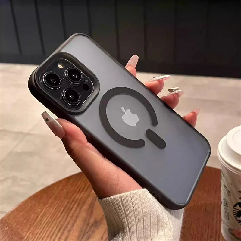 Funda de carga inalámbrica magnética Magsafe transparente mate de lujo para iPhone 16 15 14 Plus 13 12 Pro Max 11 cubierta de parachoques a prueba de golpes - imagen 5