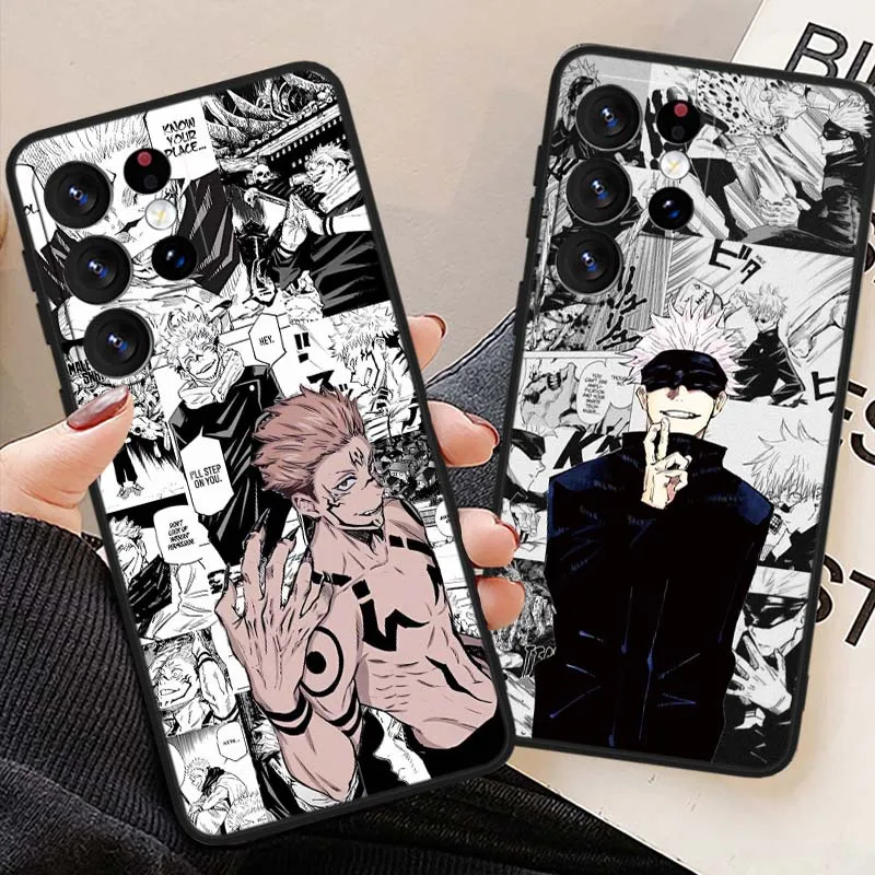 Gojou Satoru Art Cover para Samsung Galaxy Note 20 10 9 8 A24 A34 M13 M31 M32 M52 M62 Ultra Lite funda de teléfono negra - imagen 2