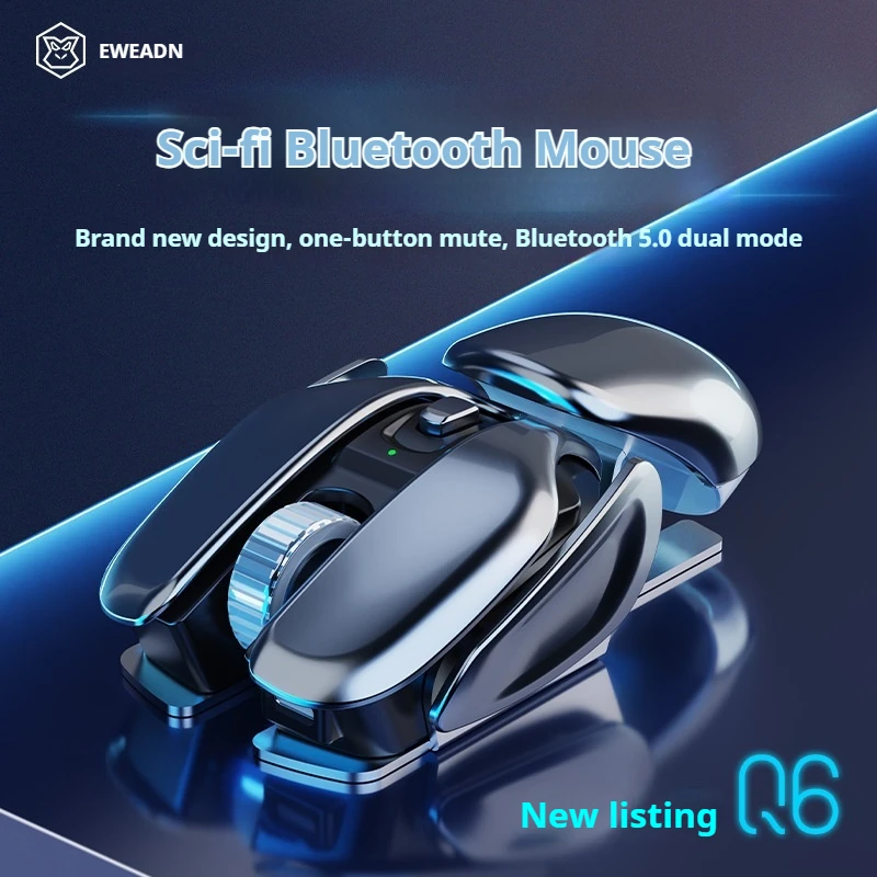 EWEADN Q6 Ratón inalámbrico Bluetooth de ciencia ficción modo Dual silencioso recargable Esports ordenador portátil ratón Gamer Oficina Universal - imagen 2