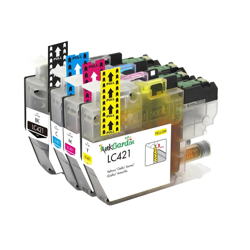 InkGarden cartucho de tinta Compatible con LC421XL LC421 421XL de alta capacidad para impresora Brother DCP-J1050DW MFC-J1010DW DCP-J1140DW - imagen 5