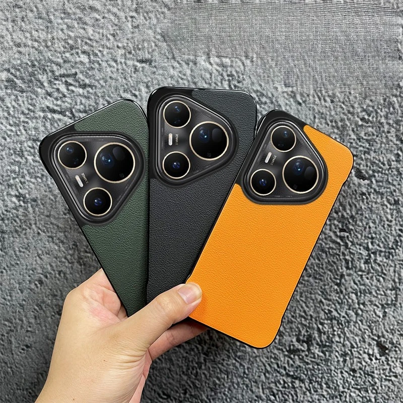 Para Pura 80 Ultra lujosa sin marco de cuero de negocios funda delgada para Pura 80 Pro Plus 70pro a prueba de golpes cubierta trasera dura de teléfono de PC