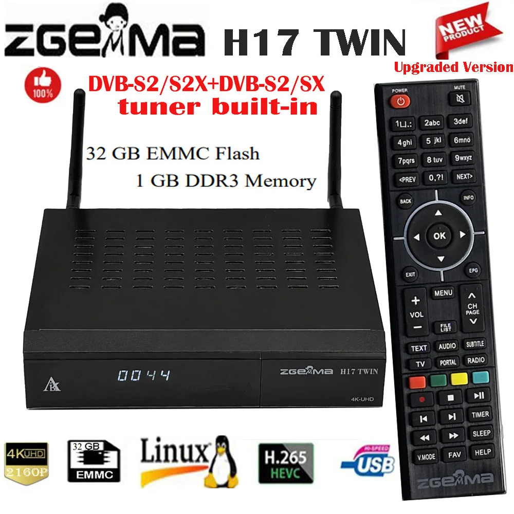 [Genuino] El más nuevo ZGEMMA H17 TWIN 4K UHD 32GB El mejor receptor de TV satelital de modo dual con DVB S2/S2X+DVB-S2/SX más vendido en todo el mundo