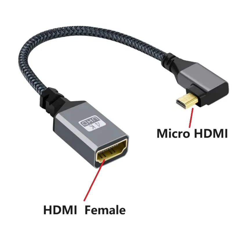 Adaptador de Cable Compatible con Micro HDMI, 20CM, izquierda/derecha/arriba/abajo, 4K @ 60HZ, HD, HDMI 2,0, macho a HDMI, Cable de extensión hembra compatible - imagen 5
