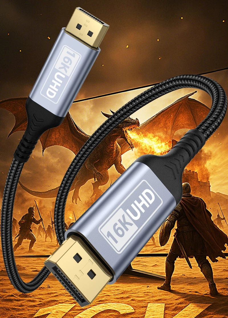 5M Trenza 16K Puerto de visualización Displayport DP 2.1 16K@60Hz 8K@120Hz 4K@240Hz 40Gbps HDR10 Cable de audio y vídeo para computadora portátil PC TV Xbox Pro - imagen 2