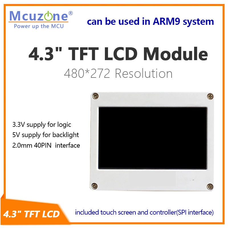 LCD TFT de 4,3" 480272   Resolución con pantalla táctil, para ARM9 N 329205 U1DN N32926U1DN AT91SAM9261 AT91SAM9263 AM1808 IMX283