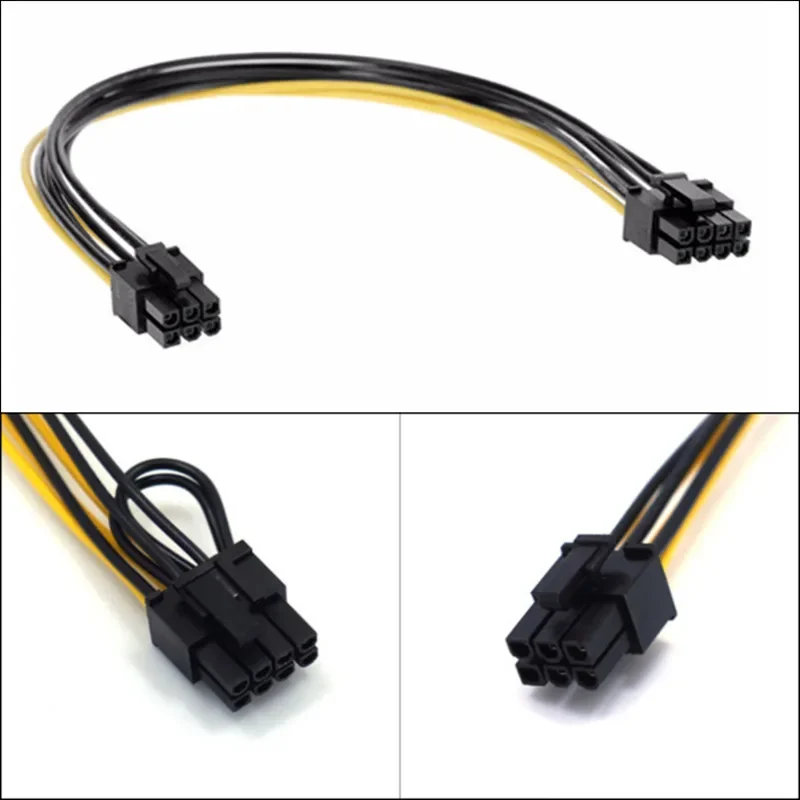 Cable adaptador de corriente PCI Express de 6 pines macho a 8 pines (6 + 2) para fuente de alimentación CoolerMaster Thermaltake con puerto de 6 pines de 0,5 m - imagen 2