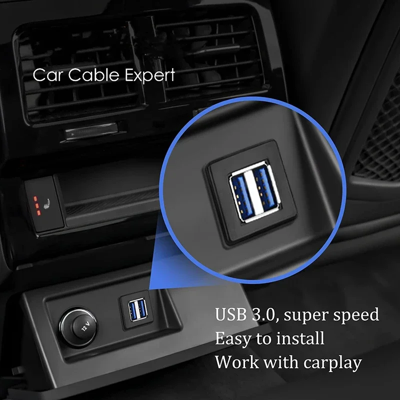 Cable de extensión macho-hembra USB 2,0 3,0 cuadrado de 2 puertos para salpicadero de camión de coche montaje empotrado Cable de transferencia de datos de alta velocidad 1M - imagen 4