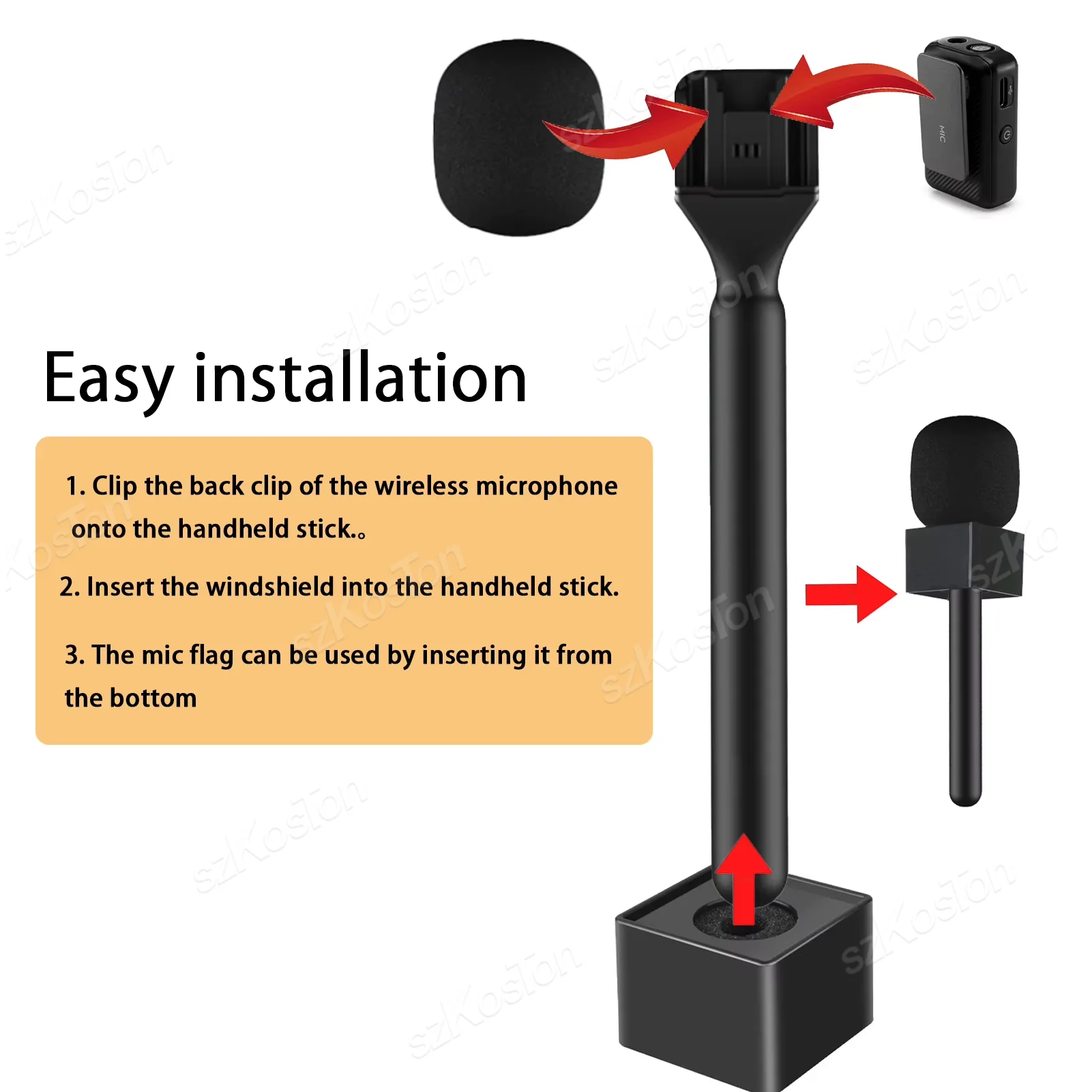 Adaptador de micrófono con mango inalámbrico para entrevista, Compatible con DJI Rode, micrófono GO inalámbrico para Vlogging, Podcast, reporteros, YouTube - imagen 5