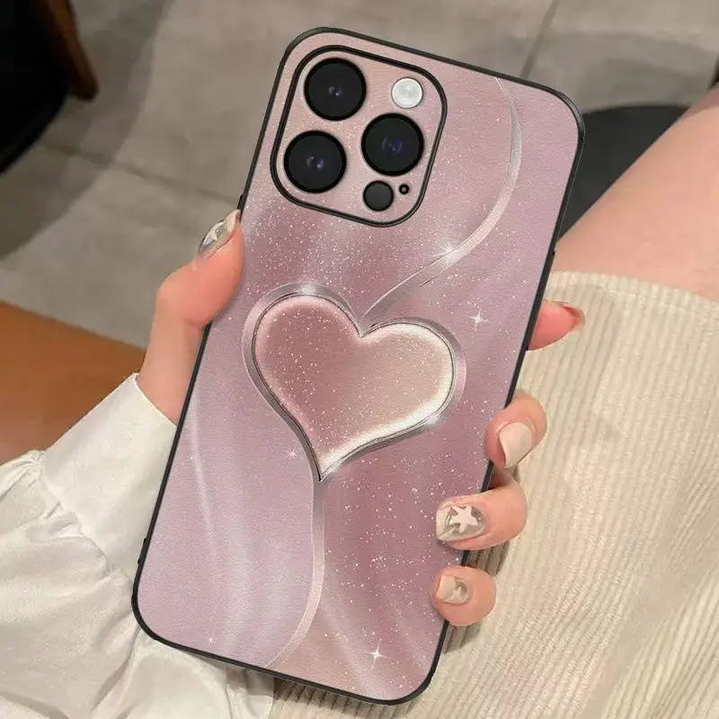 Funda de teléfono de TPU con diseño en forma de corazón púrpura de San Valentín para iPhone 16 Pro Max 15 14 Plus 13 12 Mini 11 XS X XR 7 8 Plus 16E - imagen 4