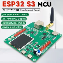 Placa de desarrollo ESP32 S3 con pantalla LCD de 1,77 pulgadas, módulo WiFi BT 2.5dbi, tipo C, Internet de las cosas AI, W5500, ETH, N16R8, CH340K