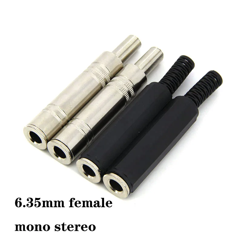 4 tipos de Audio mono/estéreo Metal 6,35mm 6,5 hembra 1/4 "enchufe conector enchufe soldadura adaptador soldado 6,35mm para KTV h - imagen 4