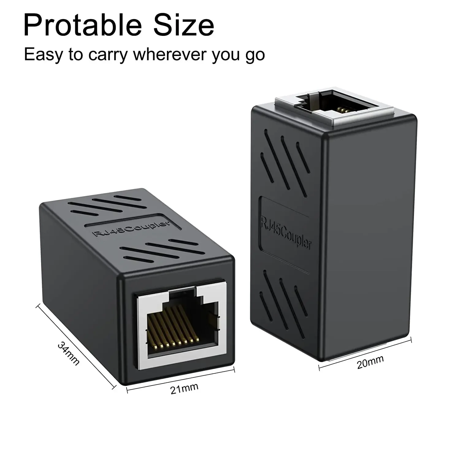 Acoplador de conector RJ45, Cable Ethernet LAN en línea Cat7/Cat6/Cat5e, adaptador extensor de Cable Ethernet, acoplador hembra negro, 2 uds. - imagen 5