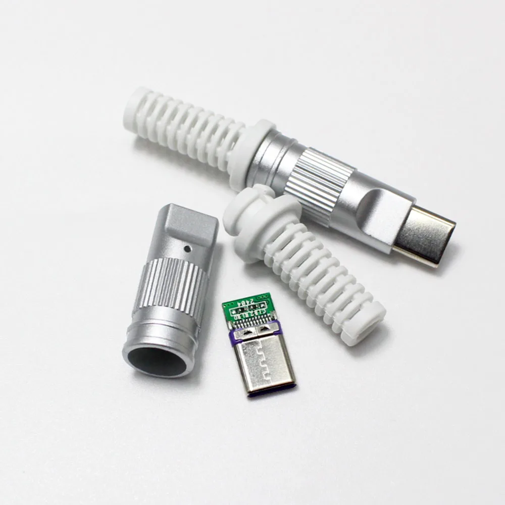 USB 3,1 24 pines tipo C macho 5 juntas de soldadura para teléfono móvil carga rápida 3A C a C con almohadilla de soldadura CC reparación enchufe de datos DIY - imagen 3