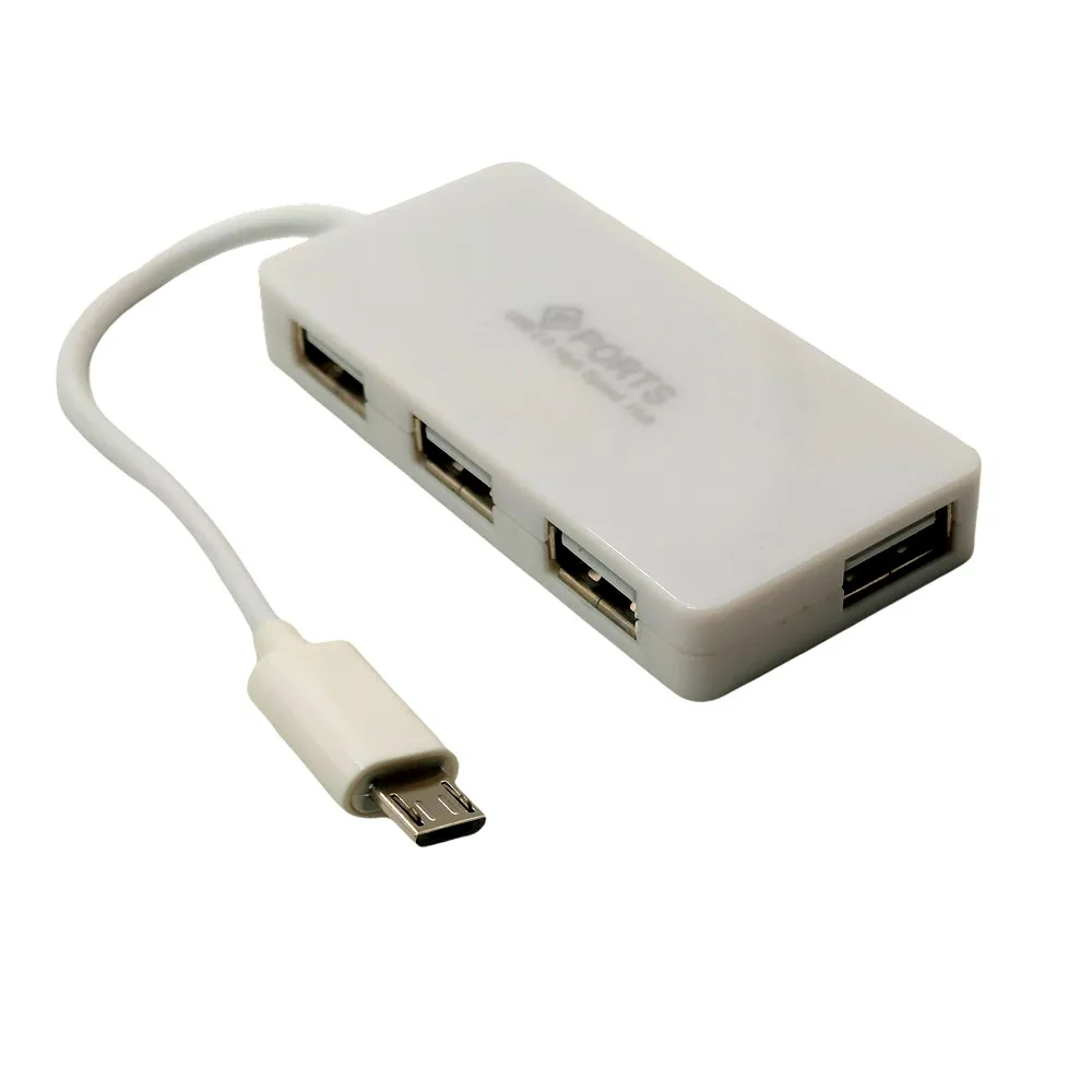 Cable adaptador Micro USB OTG de 4 puertos para teléfono inteligente y tableta, alta velocidad, negro y blanco - imagen 2