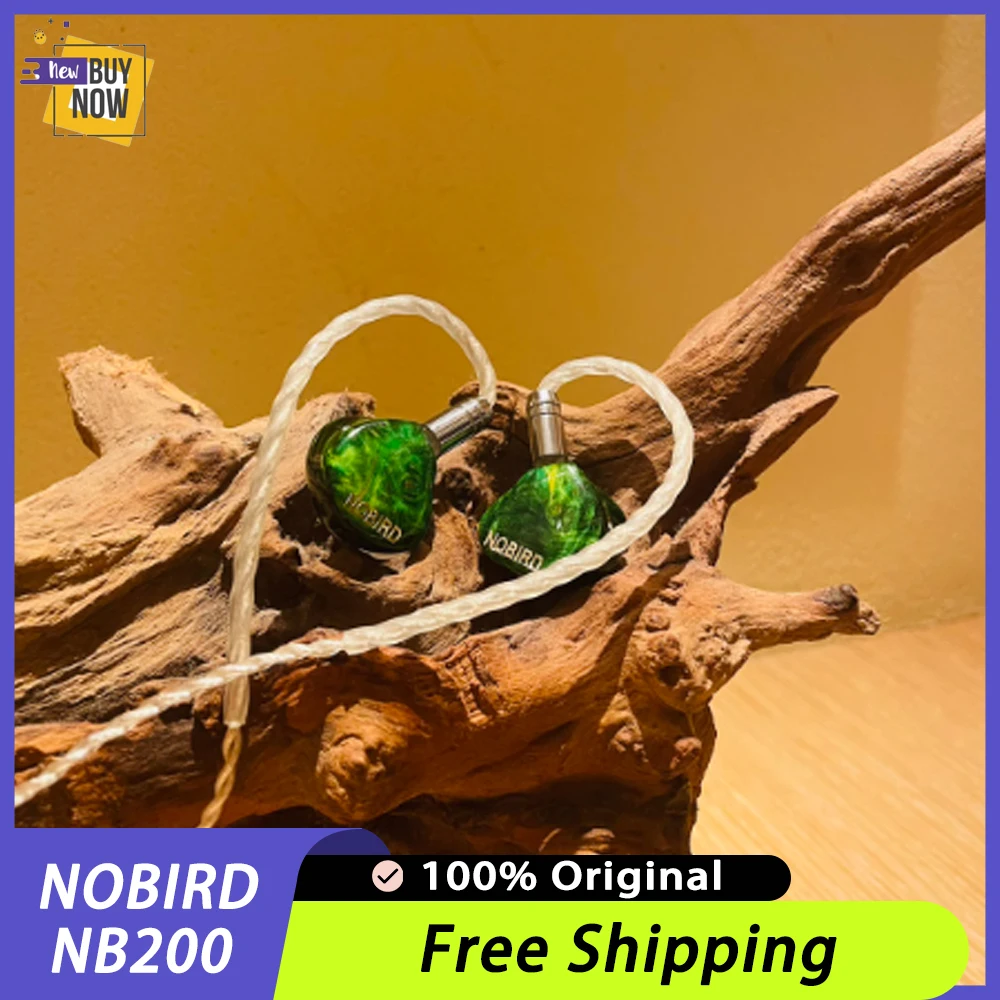 NOBIRD NB200 auricular intrauditivo con cable Hifi DLC + PU diafragma controlador dinámico auricular IEM con Metal CNC extraíble 0,78mm 2 pines 3,5mm