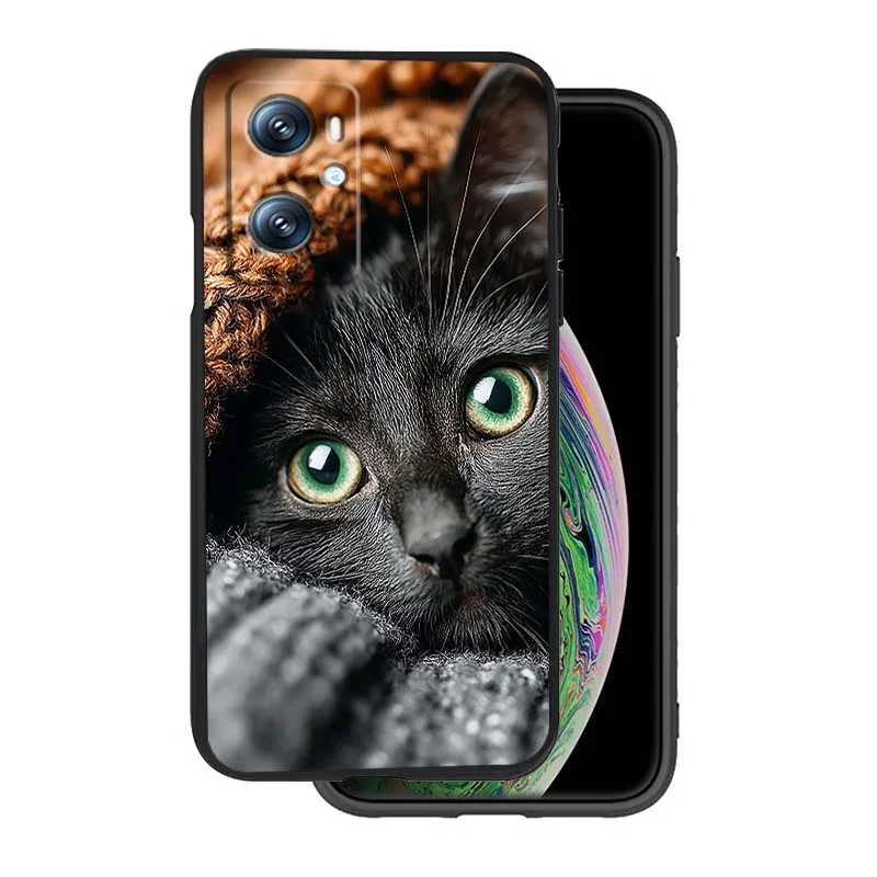 Arte de gato luminoso Popular para OPPO Reno 7 A96 A40 A58 5 6 Realme GT A74 A78 Neo2 A74 A78 Find X5 X3 X7 X8 funda de teléfono negra - imagen 2
