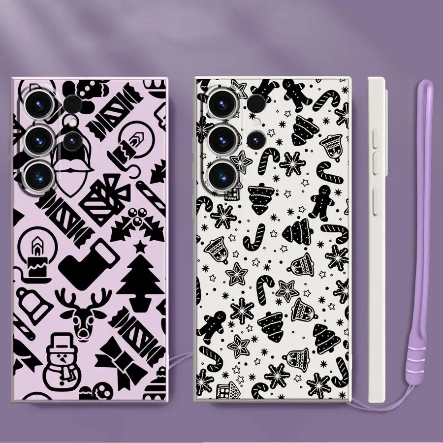 Funda de teléfono con funda suave a la moda con elemento navideño creativo para Samsung Galaxy S21 Plus S22 Ultra Note 20 10 Ultra S24 FE S25 Edge