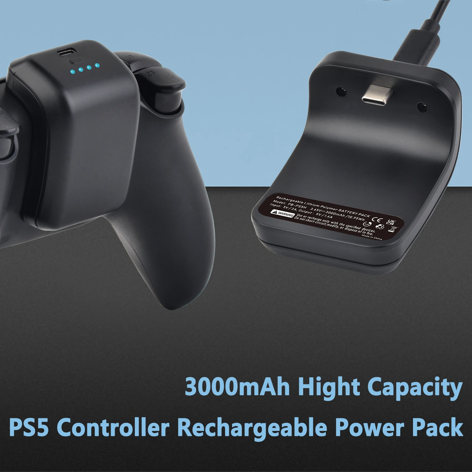 Controlador PS5 de 3000mAh, batería externa para Sony Playstation 5 DualSense CFI-ZCT1W, mando inalámbrico LIP1708 - imagen 5