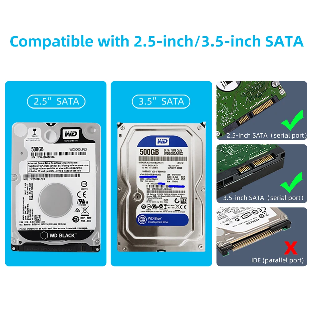 TISHRIC HDD Case 3,5 pulgadas SATA a USB 3,0 adaptador carcasa de disco duro externo con adaptador de corriente de 12V/2A compatible con herramienta UASP gratis - imagen 5