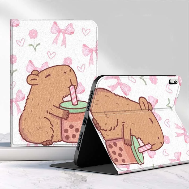 Funda de capibara bonita de dibujos animados artísticos para iPad Pro Mini 1, 2, 3, 4, 5, 6, 7, 7. a generación, 12,9, 10,5, 13, 11, 7,9, 8,3, M4 pulgadas - imagen 2