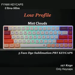 Teclas PBT de perfil bajo para Gateron, diseño Nubes de Niebla