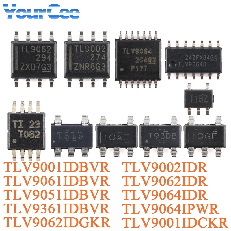10 Uds TLV9061IDBVR TLV9062IDR TLV9062IDGKR TLV9002IDR TLV906 Chip amplificador operativo IC TLV9001IDBVR TLV9064IDR TLV9064IPWR