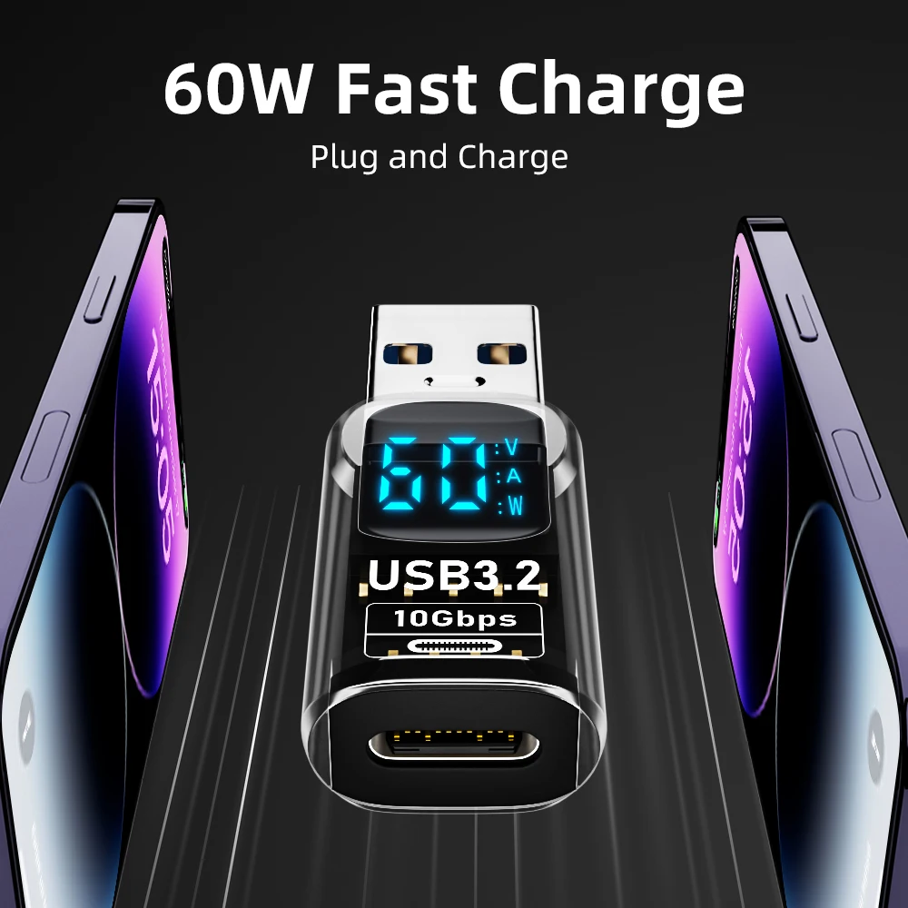 Adaptador de pantalla Digital USB3.2, convertidor USB C macho a USB hembra de 10Gbps, adaptador de datos de carga rápida para ordenador portátil iPhone16 15 - imagen 3