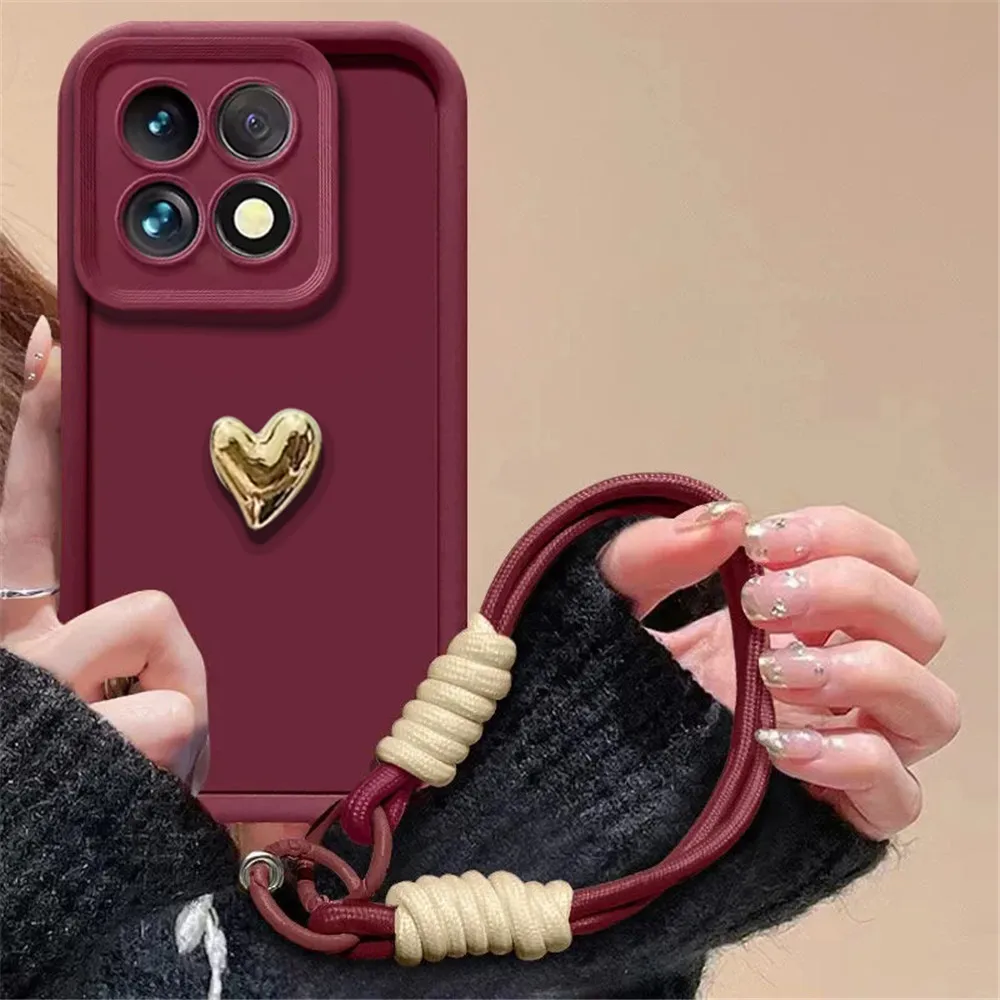 Funda de teléfono con forma de corazón de amor chapado en 3D para Samsung A17 A16 A06 A26 A36 A56 A55 A54 A35 A25 A15 A34 A14 A24 funda suave con cordón - imagen 2