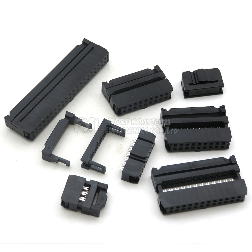 10 piezas FC 6P 8P 10P 12P 8/10/12/14/16/18/20/24/26/30/34/40/50 Pin 2,54mm Pitch hembra IDC conector de Cable plano - imagen 3