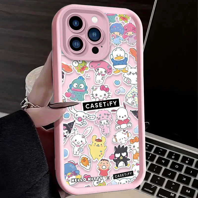 Preciosa funda blanda rosa de Hello Kitty para iPhone 17 Air 16 16E 15 14 13 12 11 Pro Max X XS X S Max XR SE 2020 SE4 7 8 funda de silicona - imagen 5