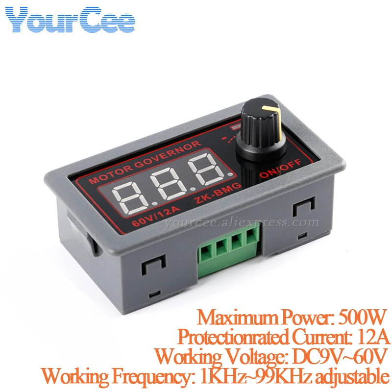 Controlador de Motor de CC PWM, ZK-BMG de velocidad ajustable, 500W, DC9-60V, 12A, codificador de pantalla Digital, relación de trabajo ZK-MG DC5-30V 150W 5A - imagen 4