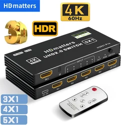 Conmutador HDMI 4K 60 Hz con mando a distancia