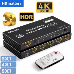 Conmutador HDMI 4K 60 Hz con mando a distancia