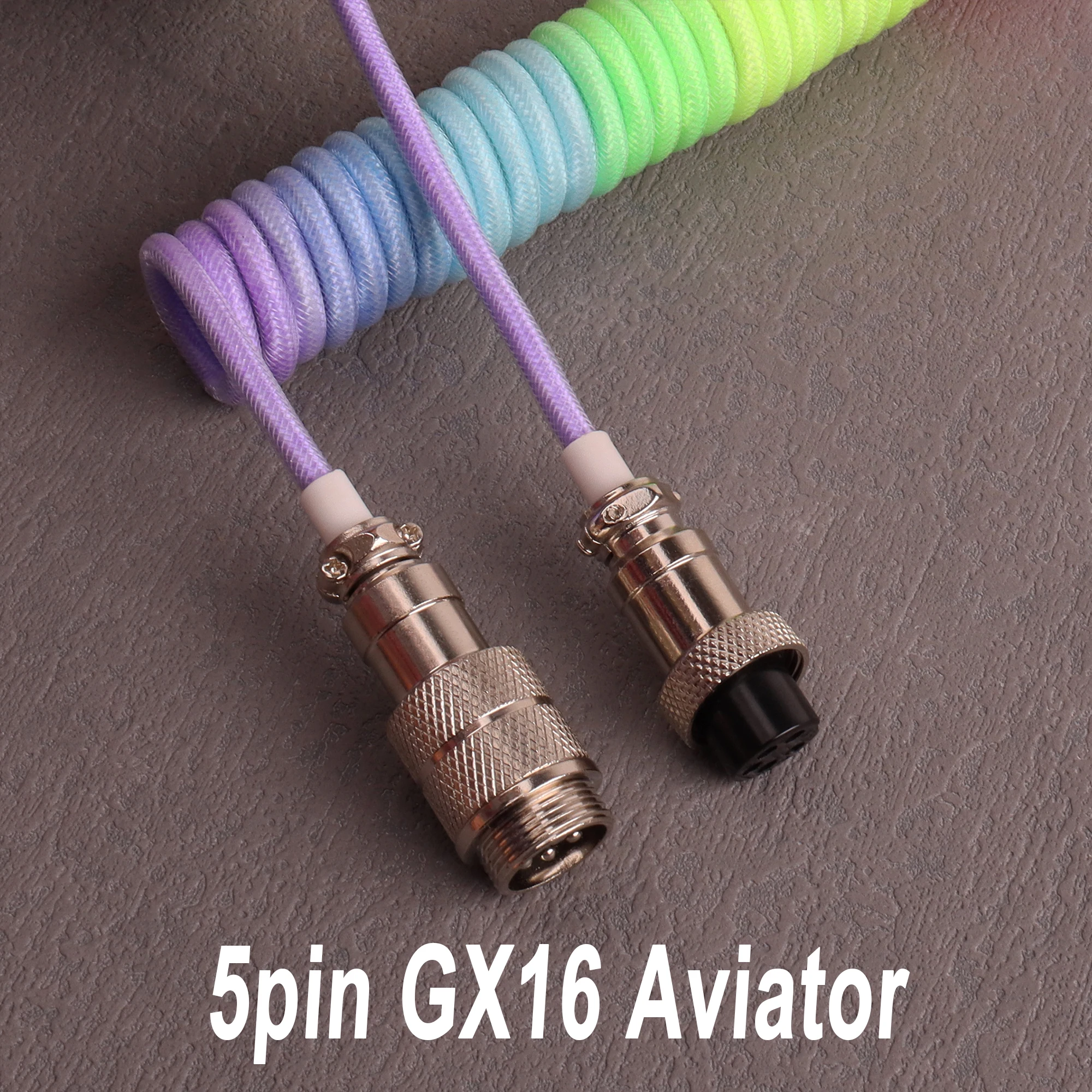 LANO-conector de aviador de Metal GX16 USB a Tpye C, Cable en espiral para teclado, Accesorios de escritorio para PC - imagen 5