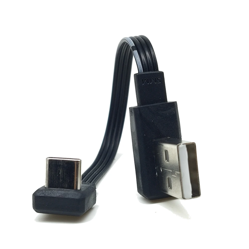 Codo USB plano de 10cm-1m a cable de datos de carga macho tipo C ultracorto 2,0 codo de enchufe cable flexible de esquina izquierda y derecha - imagen 4