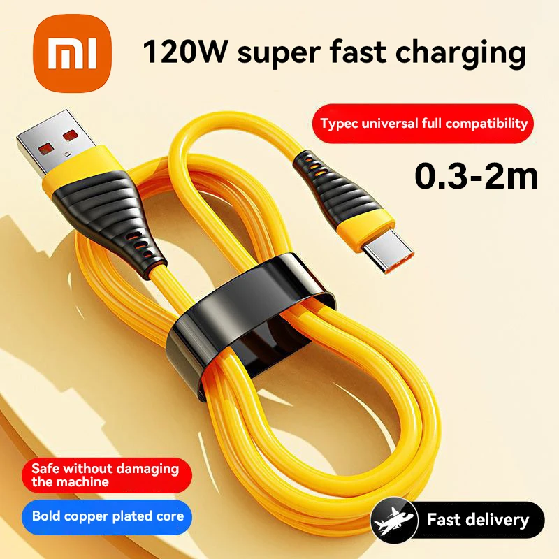 Xiaomi 120W 6A USB tipo C Cable USB línea de carga súper rápida para Xiaomi Samsung HuaWei Cables USB C de carga rápida Cable de datos