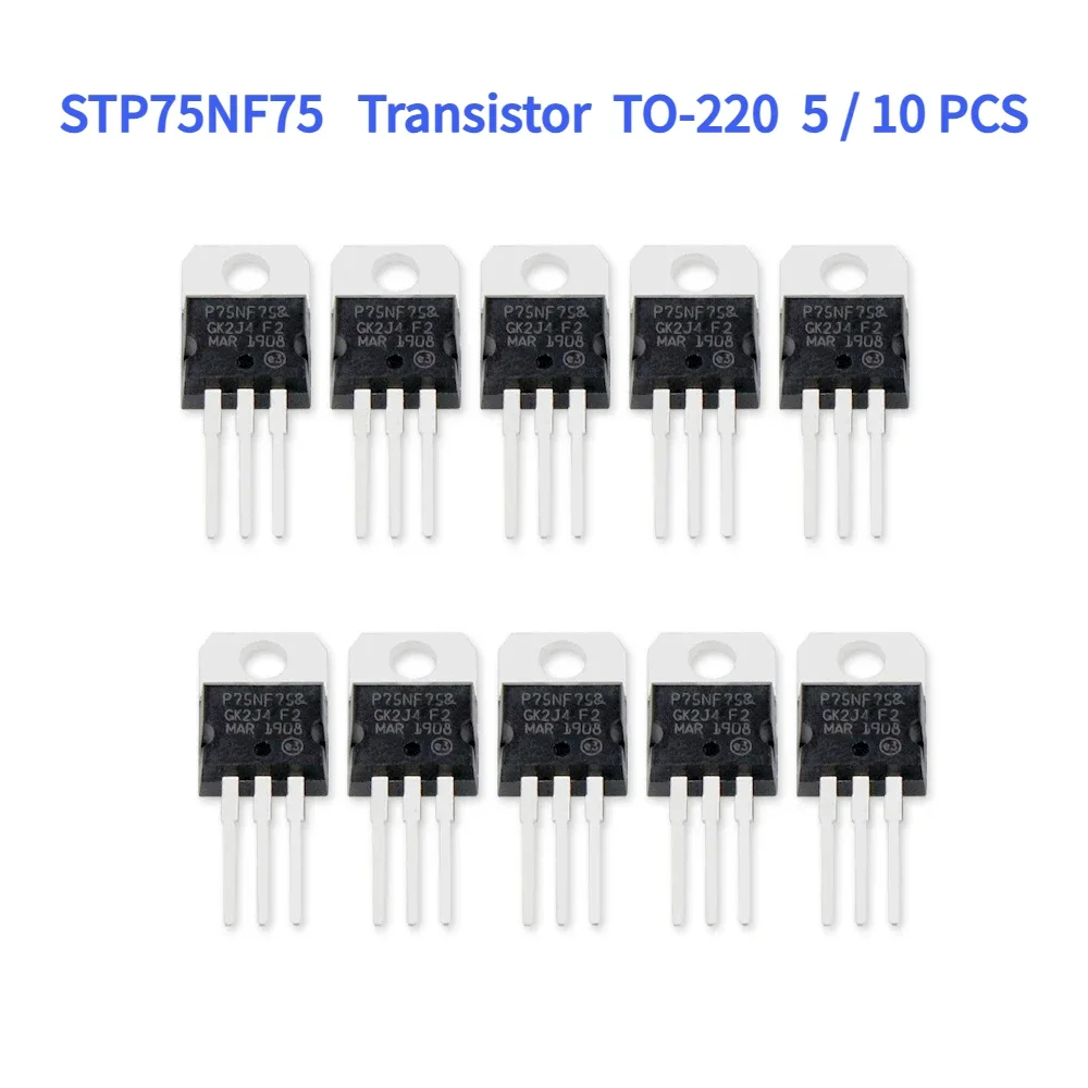 5/10 Uds STP75NF75 Transistor Mosfet transistores de efecto de campo TO-220 potencia 75V 80A componentes electrónicos DIY - imagen 2