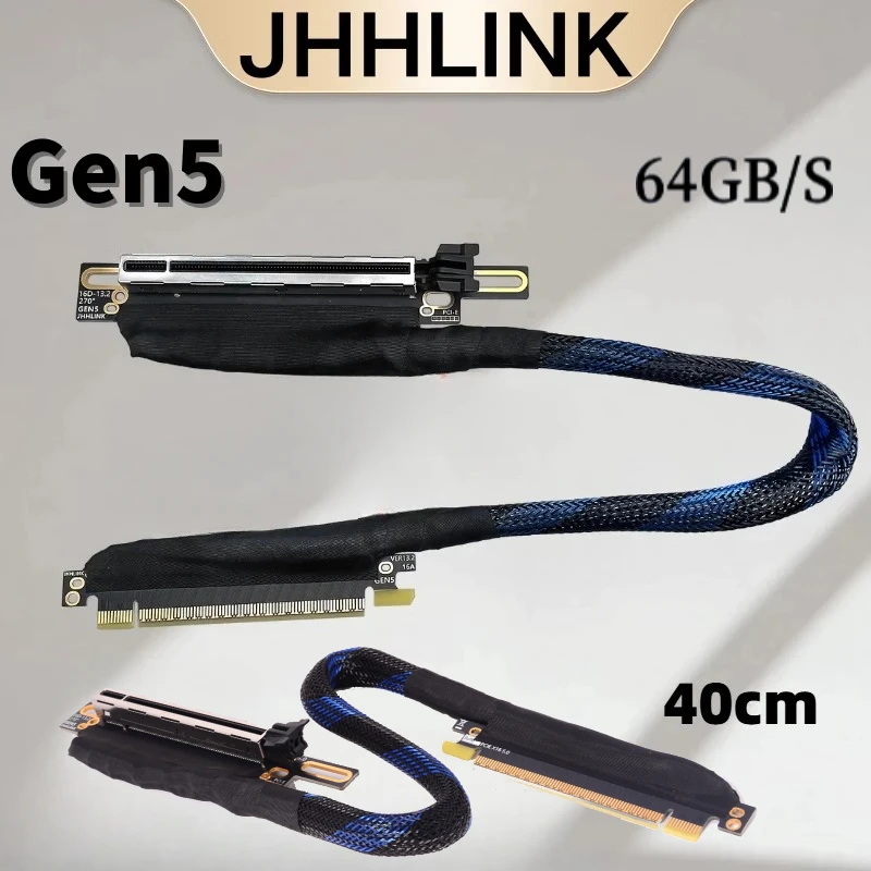 Cable elevador gráfico PCIE 5,0 x16 |   GPU RTX5090 RX8900 probado |   Cable adaptador PCI Express 5.0 x16 64GB\S Cable de servidor de alta velocidad - imagen 2