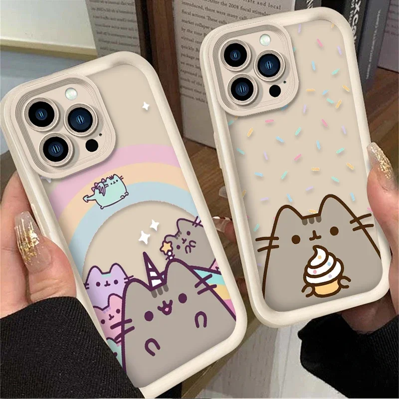 Preciosa funda de silicona suave de gato Pusheen para iPhone 16 15 14 13 12 11 Pro Max X XS X S Max XR SE 2020 7 8 Plus iphone16 contraportada - imagen 2