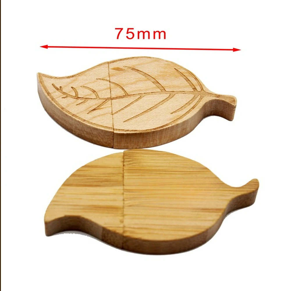 Unidad Flash USB 2,0 de madera, unidad de bolígrafo de hojas, caja de madera, memoria, regalo de boda creativo, memoria USB, bonita unidad colgante de 64GB y 32GB - imagen 2