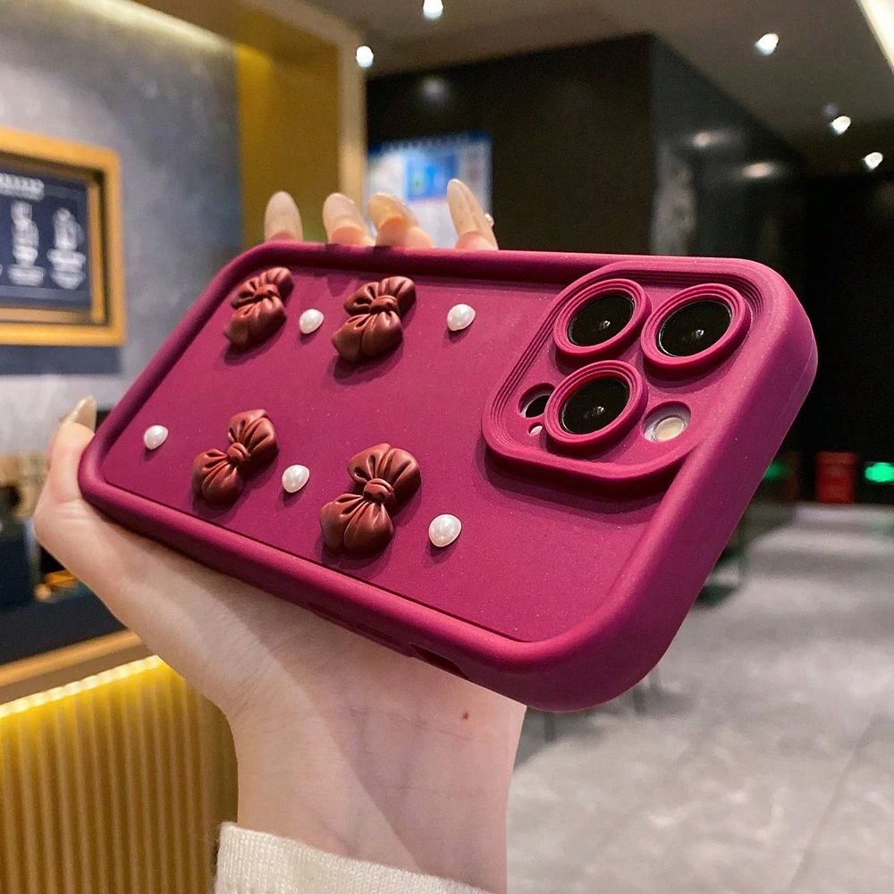 Funda de teléfono de silicona con lazo 3D coreano para iPhone 17 Air 16 Pro 15 14 13 12 11 Pro Max 16E 7 8 Plus, funda suave a prueba de golpes - imagen 5