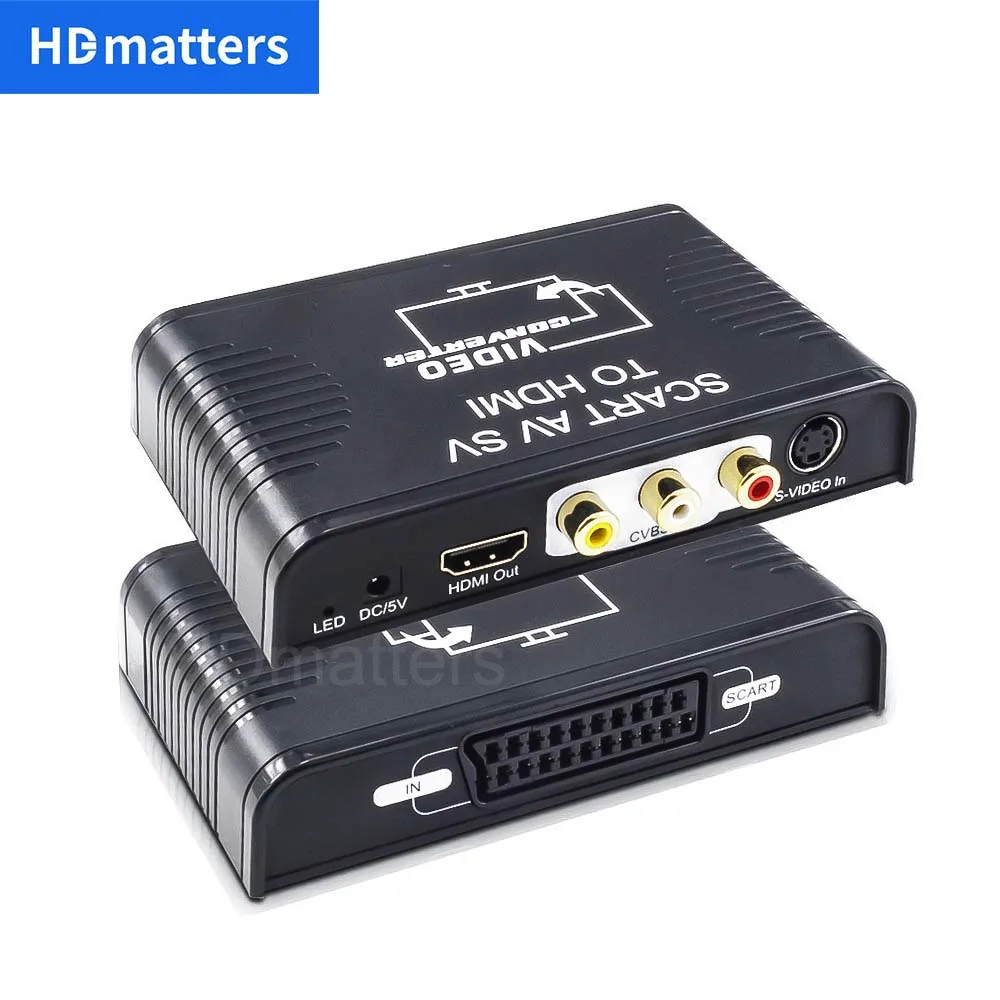 Convertidor SCART a HDMI con S-Video para Wii, DVD y Vídeo