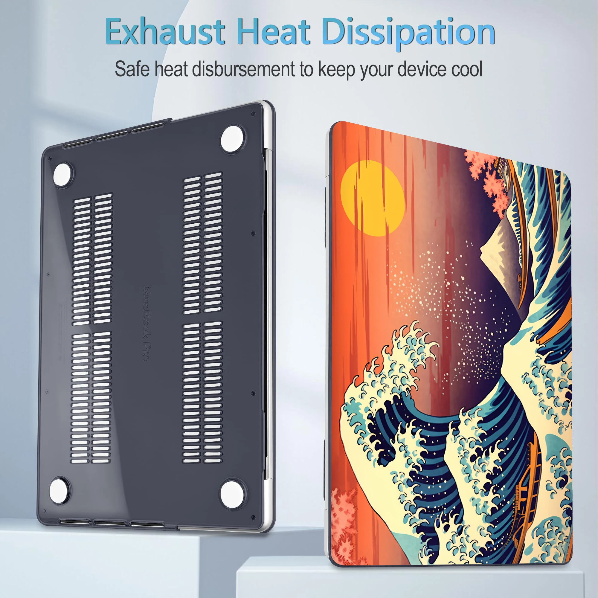 Funda de portátil para MacBook Pro 13 14 16 M1 M2 M3 para MacBook Air 15 M4 2025 funda M3 Air 15,3 13,6 carcasa dura con estampado de puesta de sol - imagen 4