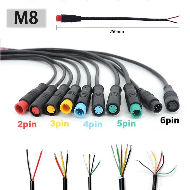 Cable de extensión de Sensor de velocidad de señal para bicicleta eléctrica, conector macho + hembra, M6 M8, 2, 3, 4, 5, 6 pines, Junta impermeable IP65, 1 par - imagen 5