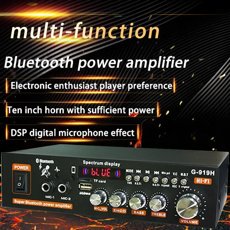 AK35/G919H Amplificador Bluetooth para Coche 1000W Dual Canales FM USB - imagen 4