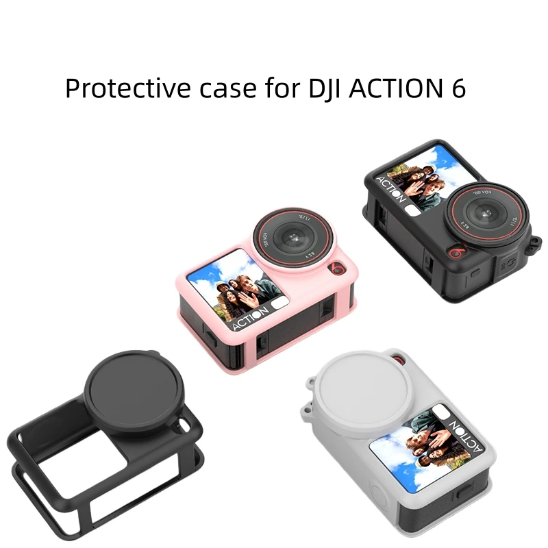 Funda de silicona para cámara DJI OSMO Action 6, funda protectora con cuerda a prueba de pérdidas/correa para muñeca/tapa de lente para DJI Action 6 - imagen 2