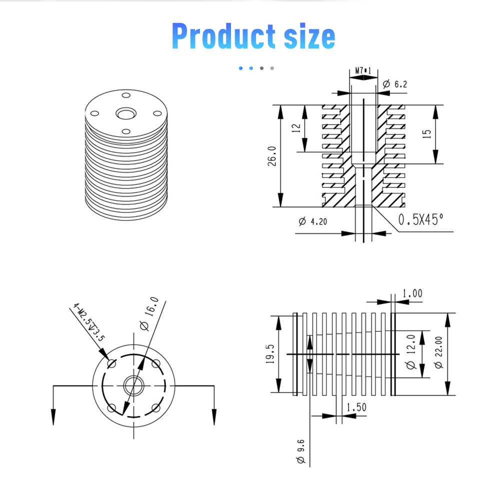 Disipador caliente V6 para Voron, Kit Hotend volcán de aluminio resistente a altas temperaturas, radiador Voron, pieza de repuesto para impresora 3D, disipador caliente - imagen 5