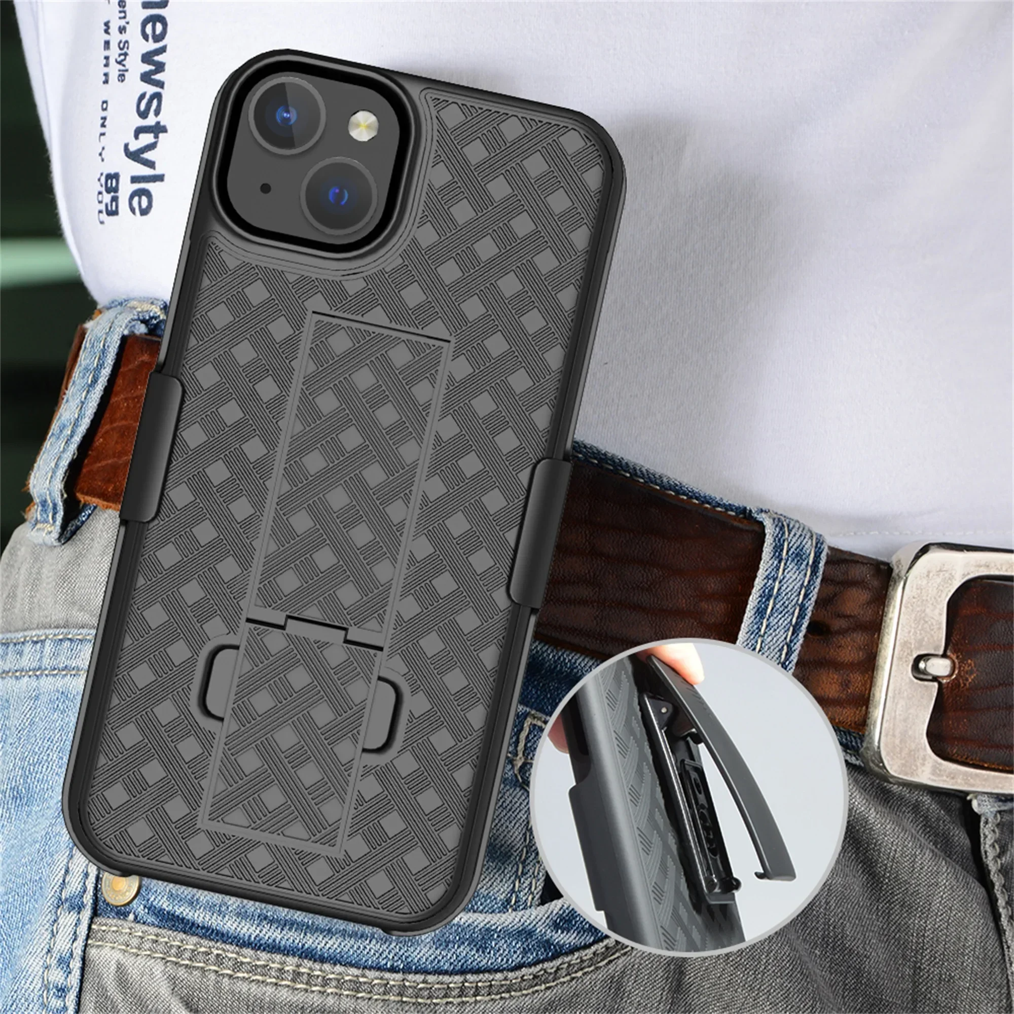 Funda combinada de carcasa dura 2 en 1, funda de teléfono con Clip para cinturón para IPhone 17 Air 16 Pro Max 15 Plus 14 13 12 Mini 11 Pro - imagen 2