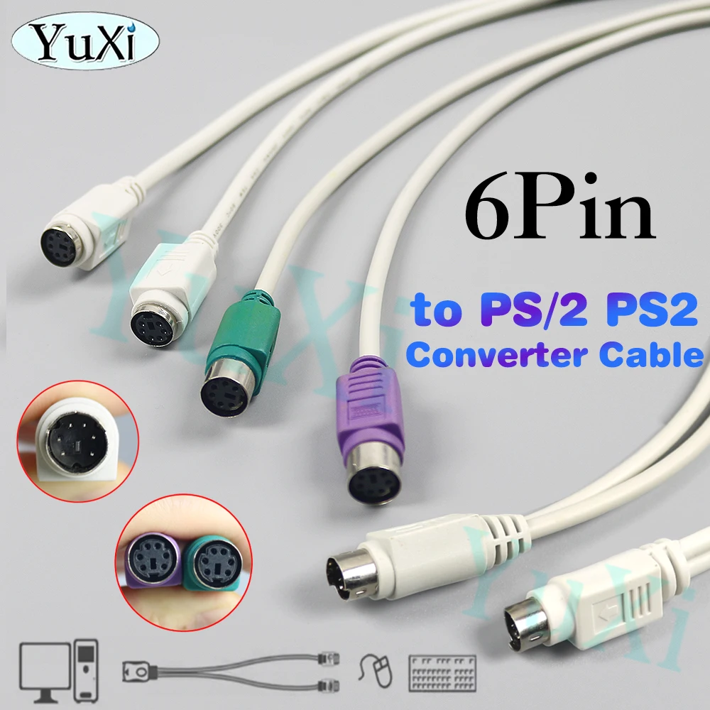 Convertidor de teclado y ratón PS2 PS/2, puerto U a puerto redondo PS/2 macho a 2 hembra, accesorios de conexión de ordenador, 1 ud. - imagen 2
