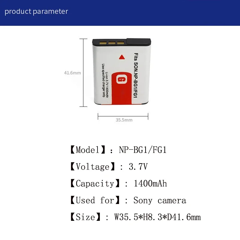 Batería NP-BG1 de 3,7 V y 1400mah, baterías NP BG1 para cámara Sony FG1 DSC T20 T100 HX30 W120 W125 W130 W150 W170 W200 W210 W220 W230 - imagen 5